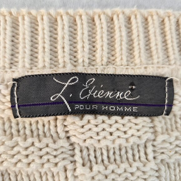 U.S.A. Vintage Eclectic Grandpa Academia Fisherman IVORY Sweater Oversized XL T - Picture 11 of 16